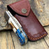 WINTERFELL Damascus Pocket Knife For Men - 6.5" Handmade Folding Knife with Leather Sheath for Hunting and Camping