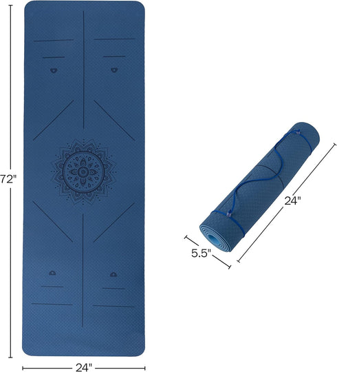 Non-Slip Yoga Mat with Alignment Marks – Lightweight Exercise Mat with Carry Strap for Home Workout or Travel by Wakeman Outdoors by Wakeman