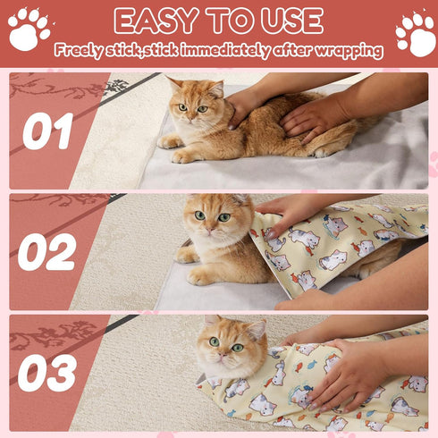 Dvxoc 29.5" 16lbs) Cat Grooming Wrap,cat wrap for Cutting Nails,Self-Adhesive cat Swaddle wrap cat Restraint cat wrap