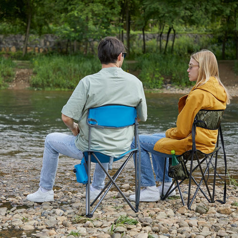 PORTAL Extra Large Quick Folding Tripod Stool with Backrest, Fishing Camping Chair with Carry Strap