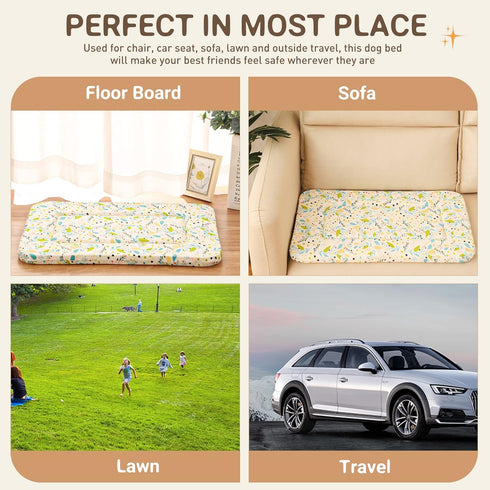 Magic Dog Random Color Medium Dog Bed - Super Soft Pancake Style Crate Pad for Dogs - 28-Inch