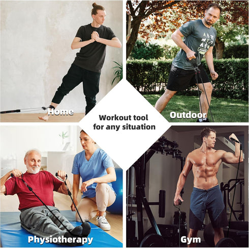 Resistance Band Set, Exercise Bands with Handles, Door Anchor, Ankle Strap, Home Gym, Full-Body Workouts