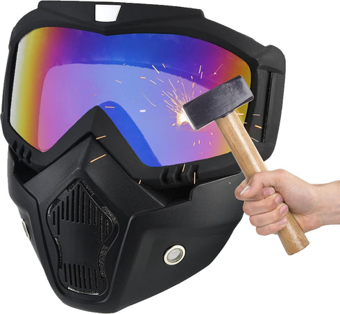 Full Face Airsoft Mask, Paintball Mask, Tactical Mask, Motorcycle Goggles with Removable Face Mask