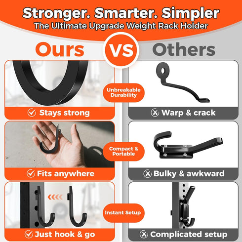 6 PCS J Hooks for Squat Rack,Power Rack Attachments for Home Gym Storage,Portale Squat Rack Accessories, Storage Hook