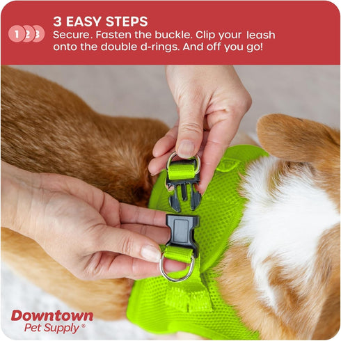Downtown Pet Supply Step in Dog Harness for Small Dogs, No Pull, Atomic Yellow, Adjustable with Padded Mesh