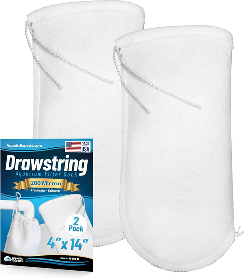 Aquatic Experts 200 Micron Drawstring Filter Sock, Custom Made for Saltwater and Freshwater Aquarium Filters