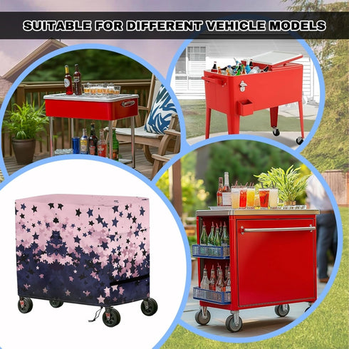 Xumfabuy 80-100 Patio Cooler Cover, Outdoor Bar Cart Cover for Quart Rolling Ice Chest Cooler, Star Cart Covers