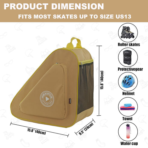 Skate Bag for Ice Skates, Inline Skates, Roller Skates, and Quad Skates for Kids and Adults