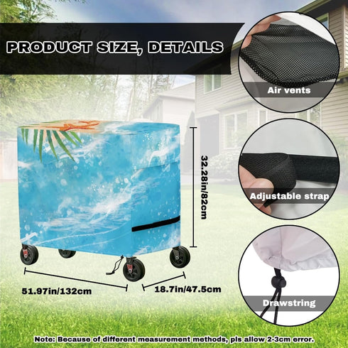 Xumfabuy 80 Cooler Cover, Sea Print Outdoor Bar Cart Cover Compatible with Most Quart Patio Cooler Cart, Ice Chest