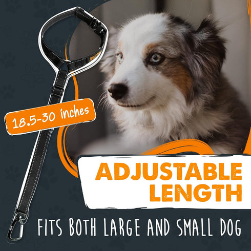 Mighty Paw Dog Seat Belt For Car Headrest - Distraction Free Driving, Heavy-Duty Aviation Grade Aluminum Carabiner