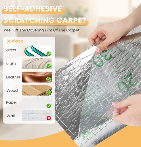 Trimmable Cat Scratching Mat, 78.7"x15.8" Self-Adhesive Cat Scratching Post Pad for Couch and Furniture