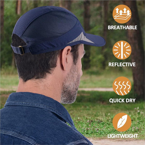 GADIEMKENSD Unstructured Reflective Sports Cap - Fast Dry Breathable for Unisex