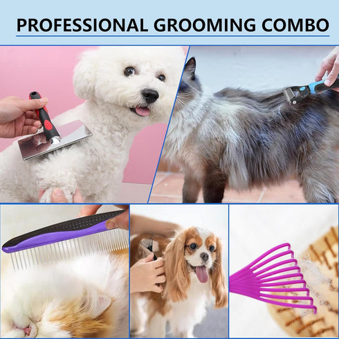 Extra Long Pin Slicker Brush for Dogs, Large Size, 5-in-1 Dog Grooming Brush for Removing Loose Fur and Tangles,