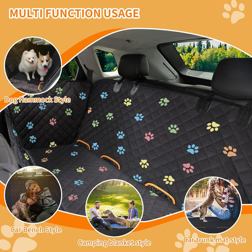 Famstar 100% 600D 6-Layer Hammock Large Dog Car Seat Cover for Back Seat Waterproof Durable Scratchproof Nonslip