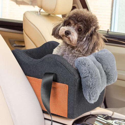 Dog Car Seat for Small Dogs, Center Console Booster Seat for Car, Puppy Car Seat (Dark Gray)