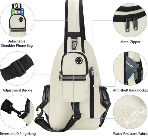 Backpack Daypack Crossbody Sling Bag for Women Men Multipurpose Sling Travel Essentials Hiking Shoulder Bag