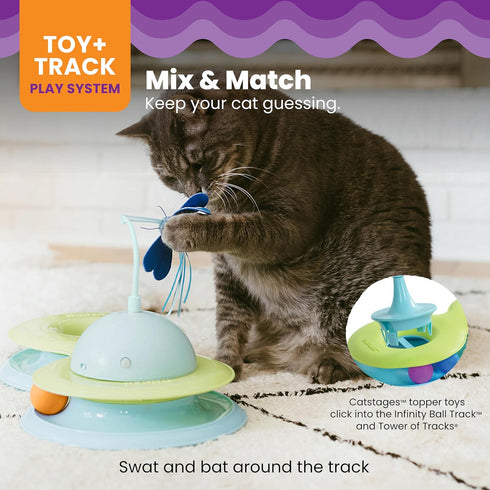 Figure-8 Catstages Infinity Ball Track for Cats with Two Balls, Including One Light-Up Ball, Shaped Cat Ball Track