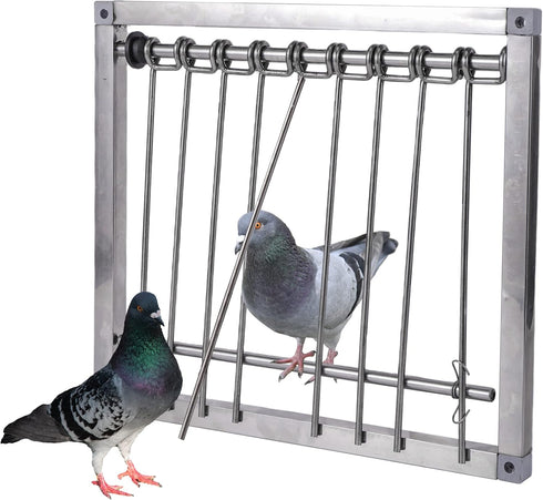 Stainless Steel Bird Cages Trap, 1PC Pigeon Trap Door with Wire Bars Frame Entrance U-Trap for Pigeon Birds House (29 *