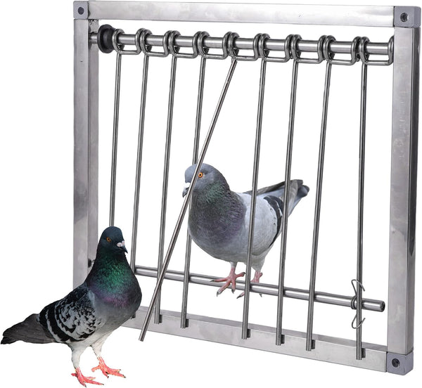Stainless Steel Bird Cages Trap, 1PC Pigeon Trap Door with Wire Bars Frame Entrance U-Trap for Pigeon Birds House (29 *