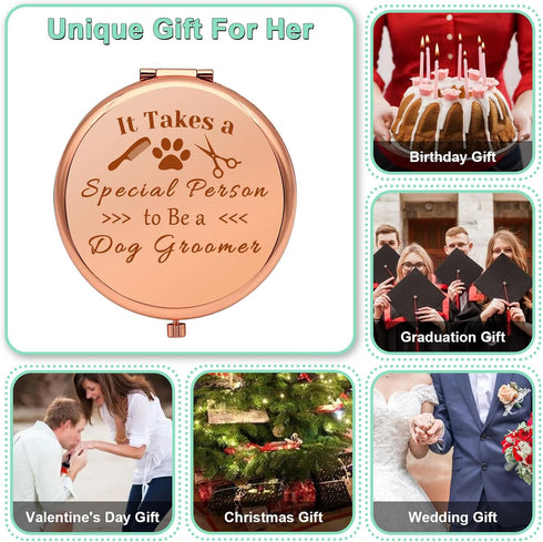 Dog Groomer Gift for Women, Compact Makeup Mirror for Dog Stylist, Pet Grooming Gifts for Dog Lovers.