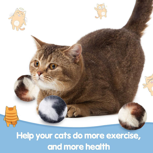 Skylety 8 Pieces Cat Pom Poms Ball with Catnip, Soft Plush Fuzzy Balls for Kitten Interactive Play