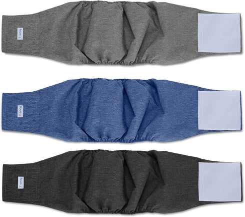 Teamoy 3pcs Reusable Wrap Diapers for Male Dogs, Washable Puppy Belly Band