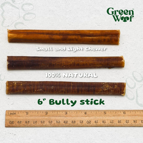 Bully Sticks (6 Inch) - Easily Digestible 100% Pure Beef Treats for Medium & Large Dogs (20 Count)