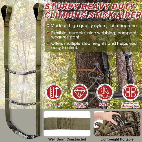 Step Climbing Aider, Camo Foot Ascender, Climbing Stick Aiders for Hunting, Tree Steps, Treestand Gear