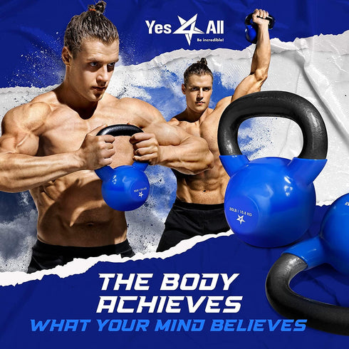 Yes4All Kettlebell Vinyl Coated Cast Iron – Full Body Workout Equipment for Grip Strength and Strength Training