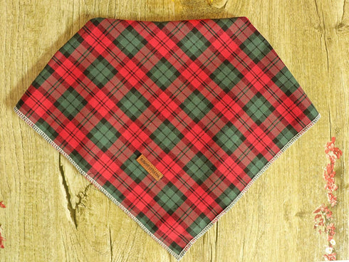 Elegant Little Tail Christmas Bandana 1PCS Plaid Pet Bandana Washable Reversible Cotton for Small to Large Dogs