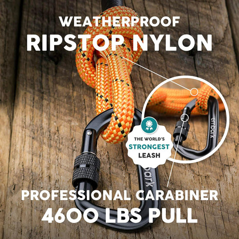 Embark Adventure Pro Leash, 6ft Mountain Climbing Rope with Carabiner, Colourful Nylon Dog Leash for All Breeds