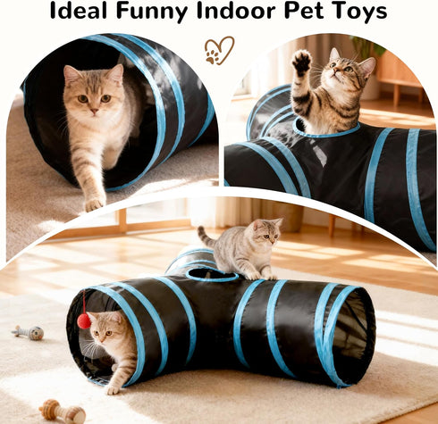 3 Tempcore Pet Cat Tunnel Tube Cat Toys Way Collapsible, Tunnels for Indoor CatsKitty Bored Peek Hole Toy Ball Cat