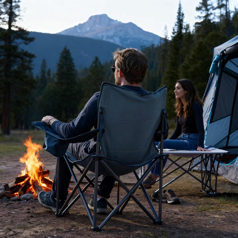 550 LBS Timber Ridge Oversized Folding Camping Chair for Adults, Heavy Duty Outdoor Chair with Cup Holder Side Pocket