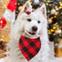 Pohshido 2 Pack Dog Cat Buffalo Plaid Bandanas, Checkered Red Flannel Triangle Bibs for Pets (Large)