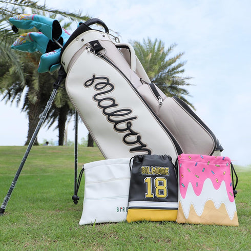 Golf Valuables Pouch, Leather Tee Pouch with Drawstring Closure, Portable Golf Accessories