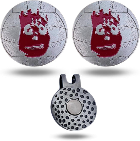 Wilson Volleyball Cast Away Unique Magnetic Metal Golf Ball Marker with Hat Clip for Men and Women