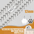 Cuban Link Dog Collar 12mm with Dog Tag Buckle, Silver Stainless Steel Chain for Small Medium Large Dogs (14“)