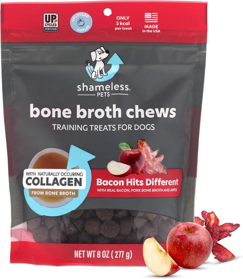 Shameless Pets Dog Training Treats - Bone Broth Chews (Bacon Hits Different) for Healthy Puppy Training