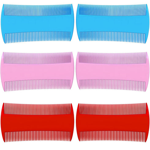 Double-Sided Pet Grooming Comb Set, 6-Pack Flea and Lice Combs with Rounded Teeth, Professional Dematting Tool