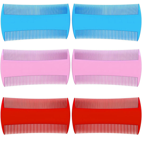 Double-Sided Pet Grooming Comb Set, 6-Pack Flea and Lice Combs with Rounded Teeth, Professional Dematting Tool