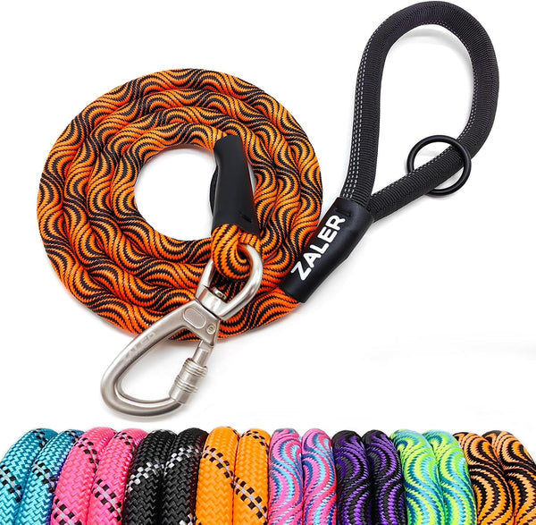 Rope Dog Leash, 4/5/6/10/15/20/30/50 Foot Heavy Duty with Carabiner, Nylon Pet Lead for Large and Medium Dogs (6FT,