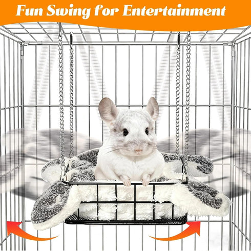 Hammock, Chinchillas Rat Bed Platform with Blanket, Small Animal Bed Mat, Metal Cage Accessory, Small Pet Animal Rest