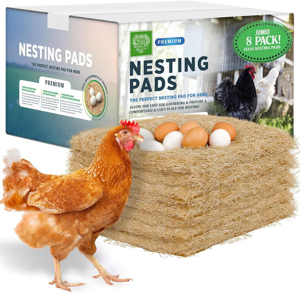Small Pet Select Chicken Nesting Pads, 8-Pack, 13x13 for Hens, Fits Most Nesting Boxes & Chicken Coop Liners
