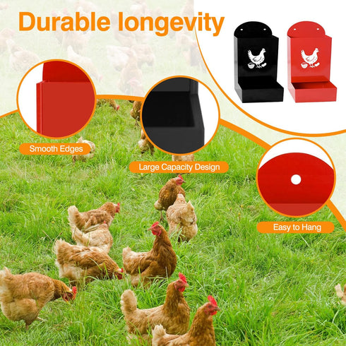 2 Pack Chicken Oyster Shell Feeder&Grit Feeder Large Capacity,PVC Chicken Coop Accessories Hanging Poultry Feeder