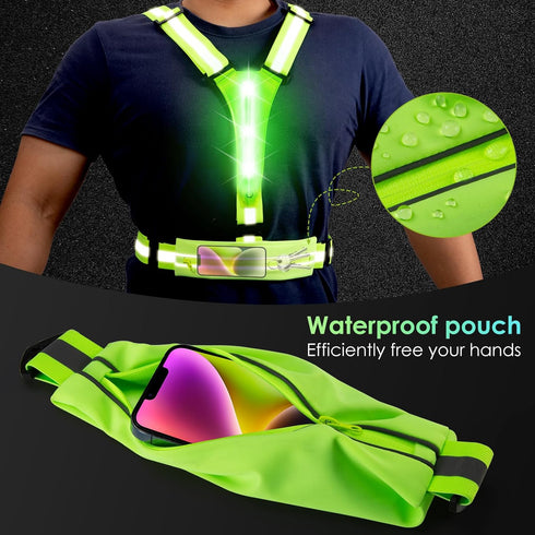 LED Reflective Light Up Safety Running Vest - High Visible Adjustable Gear for Biking, Walking at Night
