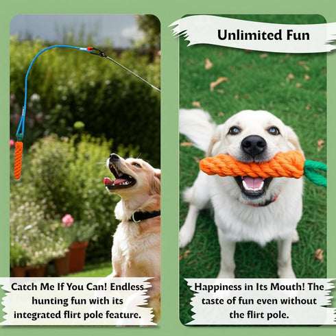 lamfer Flirt Pole for Dogs, Tether Tug Outdoor Dog Toy, Interactive Toys for Large Breed & Puppies, Agility Training