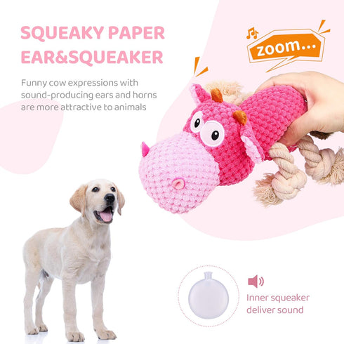 IOKHEIRA Dog Plush Toy for Large Aggressive Chewers, Indestructible Squeaky Stuffed Animals with Cotton