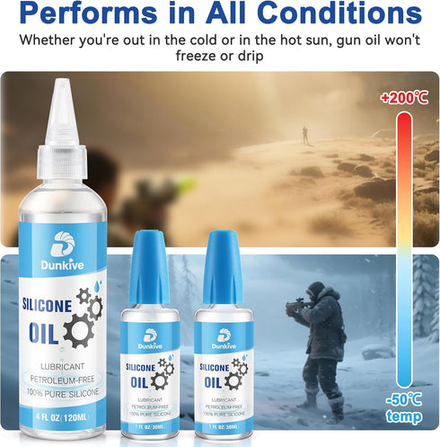 Dunkive 6 oz Airsoft Oil lubricating with Needle Oiler Pure Silicone Lubricant Airsoft Chamber Lube for Airgun