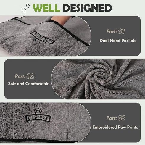 Microfiber Dog Towels Set, 2 Pack Quick Dry Large Dog Towel for Drying Dogs, Super Soft Pet Bath Towels (24 * 40 inch,