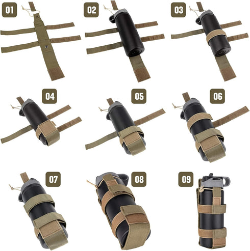 IronSeals 2 Pack Adjustable Tactical Water Bottle Holder, Molle Portable Belt Carrier for Outdoor Hiking
